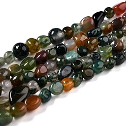 Indian Agate Natural Indian Agate Beads Strands, Nuggets, Tumbled Stone, 5~8.5x5.5~7x3.5~4mm, Hole: 0.7mm, about 64pcs/strand, 16.34 inch(41.5cm)