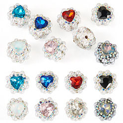 (52) Непрозрачная лаванда 8шт 8 цвета горный хрусталь глина паве бусины, с имитацией жемчужина бисера, сердце, разноцветные, 18x17.5x15 мм, отверстие : 1.8 мм, 1 шт / цвет
