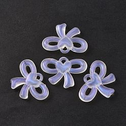 Clear AB Transparent Acrylic Pendants, with Glitter Powder, Bowknot Charm, Clear AB, 24x34.5x6mm, Hole: 3mm, about 260pcs/500g