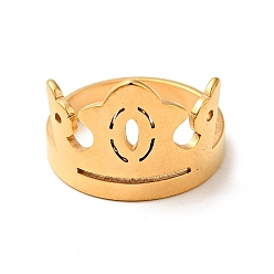 Golden Ionenplattierung (ip) 201 Edelstahlkrone dicker Fingerring für Damen, golden, us Größe 6 1/4 (16.7 mm)