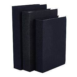 Noir 3 pièces 3 styles lin/coton livre de simulation de modèles, décorations d'affichage d'accessoires pour étagères à la maison, noir, 220~272x155~183x41~46mm, 1 pc / style