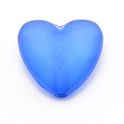 Blau Opake Legierung Perlen, matt, Herz, Blau, 12x12.5x7 mm, Bohrung: 1.6 mm