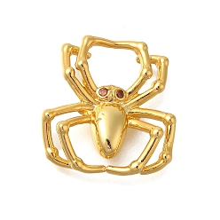Настоящее золото 18K Стойка металлическая латунная микропрофилированная кубическая циркония подвески, без свинца и без кадмия, долговечный, паук, реальный 18 k позолоченный, 20.5x20x4 мм, отверстие : 8x6.5 мм