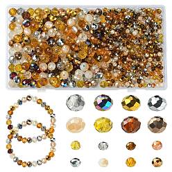 Розово-Коричневый 1000шт стеклянные бусины, рондель, граненые, розово-коричневый, 4~8x4~6 мм, отверстие : 1~1.5 мм