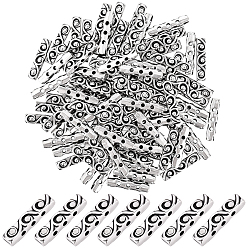 Античное Серебро 100шт. распорные планки из сплава тибетского типа, без свинца и без кадмия, прямоугольные, 3-луночное, античное серебро, 18x4x5 мм, отверстие : 1.5 мм