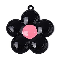 Черный Большие подвески из сплава, окрашенные распылением, и эмалевые, цветок, без кадмия, без никеля и без свинца, чёрные, 58x54x6 мм, отверстие : 3 мм