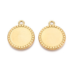 Настоящее золото 18K 304 Настройки кабошон из нержавеющей стали кулон, плоско-круглые, ионное покрытие (ip), реальный 18 k позолоченный, 30x25x2 мм, отверстие : 2.8 мм, лоток : 20 мм