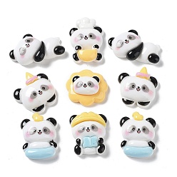 Белый Непрозрачные кабошоны из смолы, мультфильм панда, белые, 19~25.5x20~30x8~9.5 мм