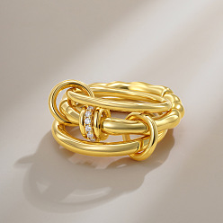 Золотой Латунные микро проложить пальцев кольца кубического циркония, штабелируемые кольца, золотые, размер США 6 (16.5 мм)