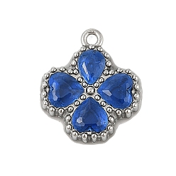 Капри Синий 304 из нержавеющей стали горный хрусталь подвески, цвет нержавеющей стали, клевер, Капри синий, 13.5x11.5x3 мм, отверстие : 1.2 мм
