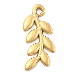 Настоящее золото 14K Ионное покрытие (ip) 304 подвески из нержавеющей стали, очарование листа, реальный 14 k позолоченный, 23.5x11x1.5 мм, отверстие : 1.5 мм