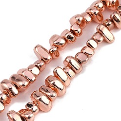 Гальванический Розовый Золотой Гальванические нити из синтетических немагнитных гематитовых бусин, самородки, покрытием из розового золота, 5~8x4~6x3~5 мм, отверстие : 1 мм, 15.91'' (40.4 см)
