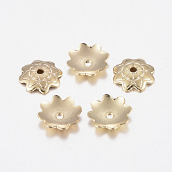 Золотой 304 из нержавеющей стали шарик крышки, цветок, мульти-лепесток, золотые, 7.5x1.5 мм, отверстие : 1 мм