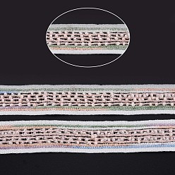 Misty Rose Nylon Ribbon, with Glass Seed Beads, Misty Rose, 3/4 inch(19~20mm)