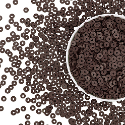 Седло Коричневый 10 нити плоские круглые бусины из полимерной глины ручной работы, диск хейши бусины для гавайских серег браслет ожерелья ювелирных изделий, седло коричневый, 6x1 мм, отверстие : 2 мм, 10 прядь