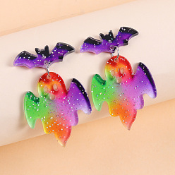 Ghost Акриловые серьги-гвоздики на Хэллоуин, платина, призрак, 44x27 мм