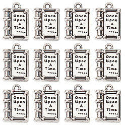 Античное Серебро 80шт. подвески из сплава в тибетском стиле на день учителя, книга, без кадмия и без свинца, античное серебро, 17.5x12x3 мм, отверстие : 1.6 мм