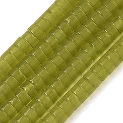 Цвет Оливы Кошачие глаза, диск, Heishi бусы, оливковый, 4x2~3 мм, отверстие : 0.7 мм, около 135~136 шт / нитка, 14.76~14.96'' (37.5~38 см)