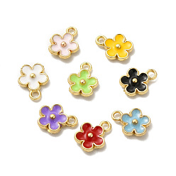 (52) Непрозрачная лаванда Панданы из сплава эмали, без свинца и без кадмия, золотой свет, цветочный шарм, разноцветные, 10x8x2.5 мм, отверстие : 1.4 мм
