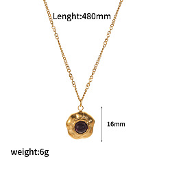 Природный Драгоценный Камень Подвеска в виде цветка из натурального драгоценного камня 304 цепочка из нержавеющей стали для женщин, реальный 18 k позолоченный, 18.90 дюйм (48 см), Кулон : длиной 16 мм 