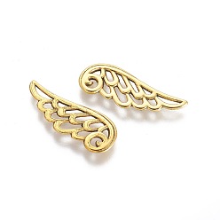 Античное Золото Сплавочные подвески тибетского стиля, без свинца и без кадмия, крыло, античное золото , 24x9.5x1.5 мм, отверстие : 1.5 мм