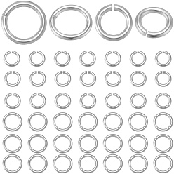 Silver 60Pcs 2 Styles 925 Sterling Silver Open Jump Rings, Saw Cut Round, Silver, 21 Gauge, 4~5x0.7mm, Inner Diameter: 2~3.5mm, 30pcs/style