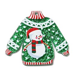 Снеговик Рождественские тематические акриловые подвески, снеговик, 33x37.5x2 мм, отверстие : 1.4 мм