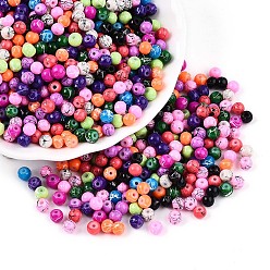 (52) Непрозрачная лаванда Волочильных стеклянные бусины, выпечка окрашены, круглые, разноцветные, 4~5 мм, отверстие : 1~1.2 мм, Около 8850 шт / 1000 г
