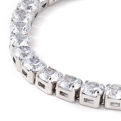 Clear Classic Cubic Zirconia Tennis Bracelet, Vacuum Plating 304 Stainless Steel Jewelry for Women, Stainless Steel Color, Clear, 7-1/8 inch(18cm)