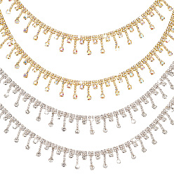 (52) Непрозрачная лаванда 2 двор 2 стиль стеклянные стразы чашки цепи, железные цепочки с бриллиантовой кисточкой, свадебное платье декоративные цепочки, с карточной бумагой, золотой и серебряный, 5~22 мм, 1 двор / стиль