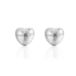 Stainless Steel Color 304 Stainless Steel Stud Earrings for Women, Heart, Stainless Steel Color, 19x20mm