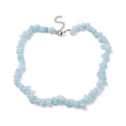 Белый Нефрит Ожерелья из бисера с чипсами из натурального белого нефрита, с 304 удлинителем цепи из нержавеющей стали, 0.20~0.51 дюйм (0.5~1.3 см), 15.24'' (38.7 см)