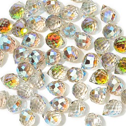 Темный Хаки 50 шт. подвески из прозрачного стекла с гальваническим покрытием в форме капли, граненые, с покрытием AB цвета, Темный хаки, 10x8 мм