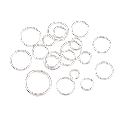 Серебро Железа открыты кольца прыжок, круглые, cmешанный размер, серебряный цвет гальваническим, 18~21 датчик, 4~10x0.7~1 мм