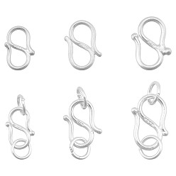 925 Sterling Silver Plated 6 pcs 6 style 925 Sterling Silver S Shape Clasps, S-Hook Clasps, 925 Sterling Silver Plated, 8.5~11.5x6.5~8x1mm, Hole: 2.6~3.8mm, 1 pc/1style