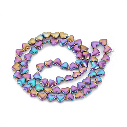 Multi-color Plated Electroplate Non-magnetic Synthetic Hematite Beads Strands, Heart, Multi-color Plated, 6x5.5x3mm, Hole: 1mm, about 70pcs/strand, 15.7 inch