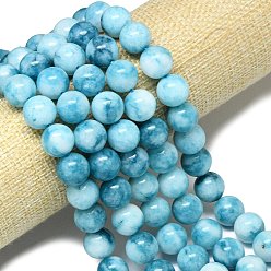 Светло-Голубой Натуральный Malaysia нефритовые бусы пряди, окрашенная и подогревом, круглые, Небесно-голубой, 12 мм, отверстие : 1.3 мм, около 31 шт / нитка, 15.08''~15.16'' (38.3~38.5 см)