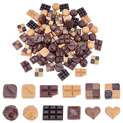 Кокосово-Коричневый 96шт 12 стили шоколадный непрозрачный смола декоден кабошоны, имитация еды, разнообразные, кокосового коричневый, 14.5~18x17~18.5x4.5~15.5 мм, 8 шт / стиль