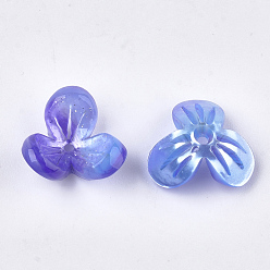 Темно-синий  Шифер Бусинки из ацетата целлюлозы (смолы), 3-лепесток, цветок, темно-синий, 12x13x5.5~6 мм, отверстие : 1.2 мм