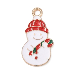 Снеговик Рождественские эмали сплава подвески, золотой свет, снеговик, 24x13x1 мм, отверстие : 2 мм