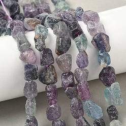Флюорит Необработанные грубые натуральные разноцветные бусины флюорита, самородки, 6~24x7~16x4~10 мм, отверстие : 1 мм, около 25~38 шт / нитка, 15.35~15.94'' (39~40.5 см)