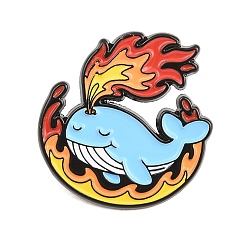 Whale Эмалевые значки из сплава с изображением пылающих животных, черные застежки для значков на лацканах для рюкзаков и одежды, красочный, кит, 26x25.5 мм