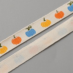 Citrouille 10 rubans de coton thème automne yards, ruban jacquard, ruban tyrolien, accessoires du vêtement, pour le jour de Thanksgiving, blanc, motif de citrouille, 3/8 pouces (10 mm)