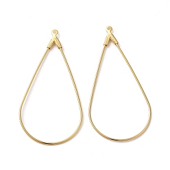 Настоящее золото 18K Латуни кулон, слеза, реальный 18 k позолоченный, 47x23x0.7 мм, отверстие : 1 мм