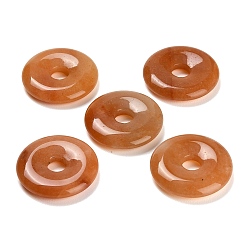 Красный Авантюрин Натуральный красный авантюрин подвески, подвески в виде пончиков/пи-дисков, 30x6.5 мм, отверстие : 7.5 мм