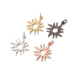 (52) Непрозрачная лаванда Латунные подвески с изображением солнечного затмения, с прыжковых колец, долговечный, солнце, разноцветные, 21x18x1 мм, переходное кольцо: 5x0.7 мм, внутренний диаметр: 3.6 мм
