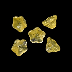 Желтый Прозрачные стеклянные бусины для выпечки, петуния, желтые, 9x9x6 мм, отверстие : 1.4 мм