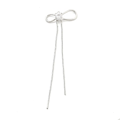 Платина Большие подвески из прозрачного стекла, бантом прелести, платина, 86x26.5x6.5 мм, отверстие : 1 мм