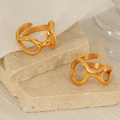 Golden Unregelmäßige 304 offene Manschettenringe aus Edelstahl, golden, us Größe 7 (17.3 mm)
