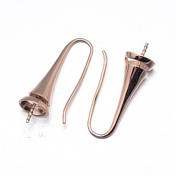 Rose Gold 925 Sterling Silver Earring Hook Findings, Rose Gold, 30x8.5mm, 18 Gauge, Pin: 1mm